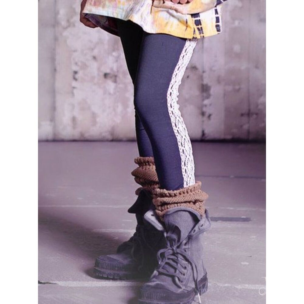 NEW Jak & Peppar Mustard Pie girls leggings 14 12 grey cream lace crochet pants